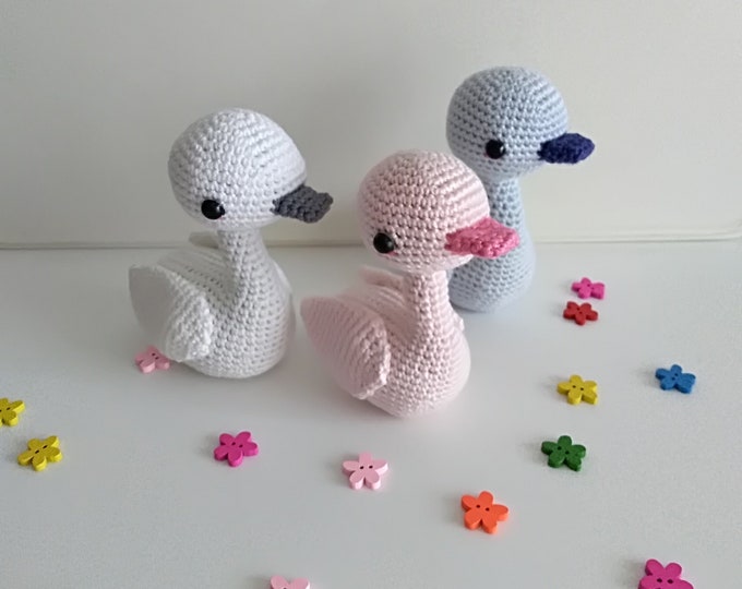Amigurumi Swan Amigurumi Doll Handmade Stuffed Toys for Nursery decor Woodland animals toy Preemie kids gift baby gift amigurumi animal toy