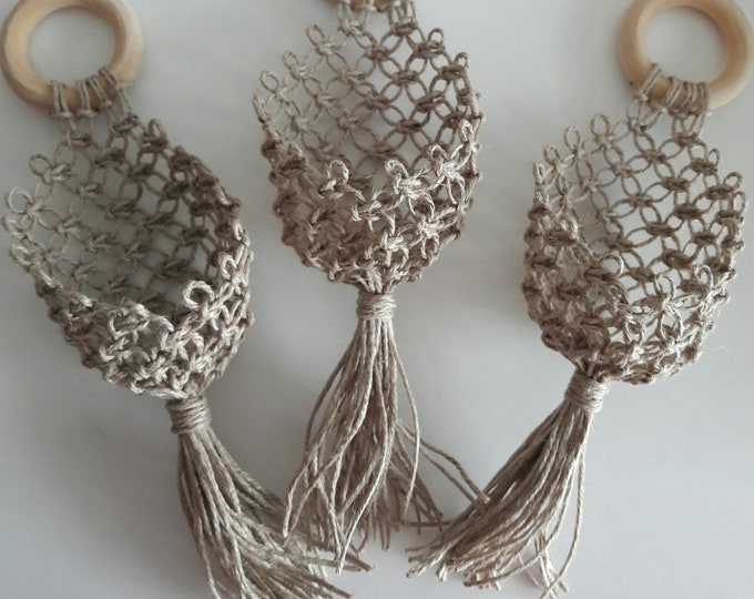 jute hanging basket boho wall decor macrame wall art Macrame holder pod wall planter Airplants fake plants hanger Boho