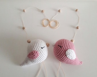 handmade bird baby mobile,scandinavian bird nursery decor,mobile crib,cloud newborn mobile gift,crochet cribe mobile,baby shower gifts