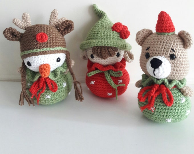 Crochet Christmas decoration,elf, bear,snowman,Amigurumi,Christmas Set,Handmade Gifts,kids gift,Crochet baby gift,animal natural toys