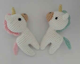 Amigurumi  Baby Unicorn set mobile accessory Handmade Stuffed Toys Gift for Nursery decor Woodland animals toy for Preemie kids gift