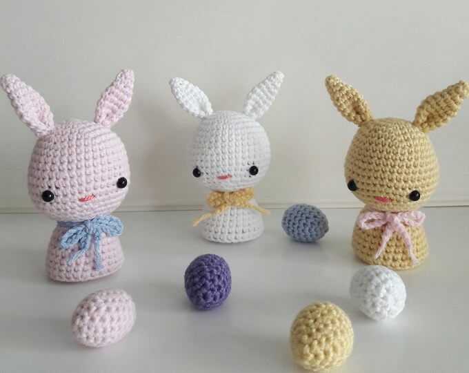 Crochet Easter Decoration bunnies and eggs Easter toys Amigurumi Handmade Easter ornaments Woodland animals toy crochet animal EasterRabit