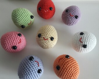 8 Crochet Smiley Easter Eggs Amigurumi  Easter Egg Stuffed Toy Crochet Soft Toy Easter gifts for kids Easter decorations