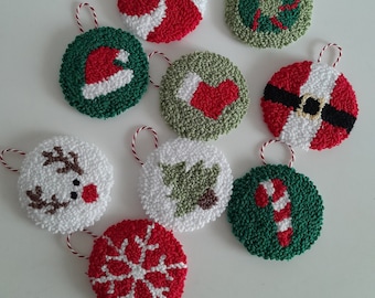 Punch needle Christmas Set,christmas gift,christmas tree ,punch needle coaster,christmas decor,Handmade Gift,housewarming gift,Embroidery