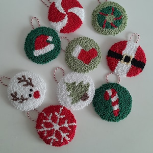 Punch needle Christmas Set , christmas tree , punch needle coaster,christmas decor,Handmade Gift,housewarming gift,Embroidery art