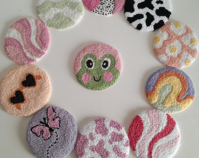 Punch Needle Coaster,Mother's Day Gift,Y2k Aesthetic,wholesale order,Home Decor, Housewarming Gift