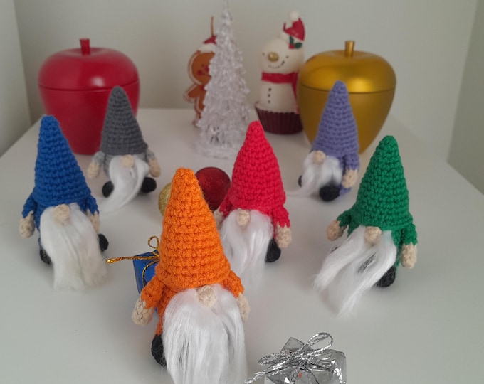 Christmas gnomes gift set of 6 -Crochet Plush Gnome -amigurumi Handmade Gerome the Gnome -crochet tree ornament