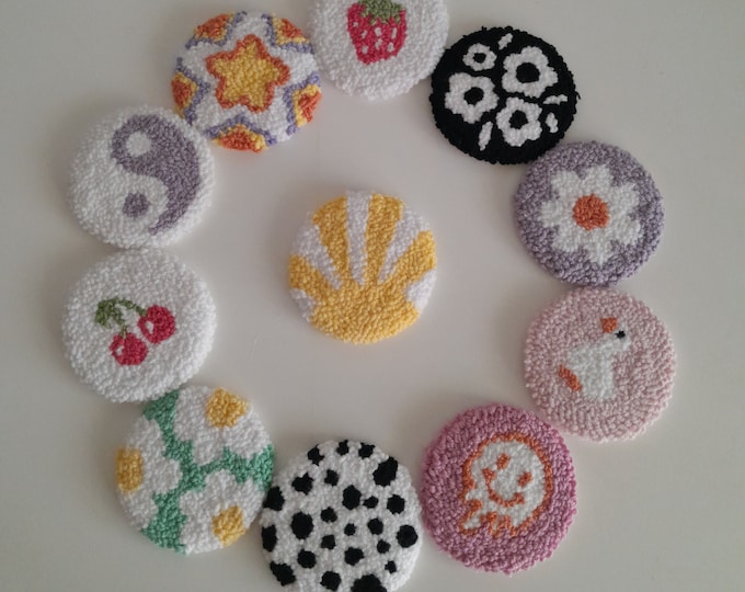 Y2k Aesthetic,car coaster,Mother's Day Gift,wholesale order,Punch Needle Coasters Set,Checkered Coasters,Handmade Tufted Mug Rug,Home Decor