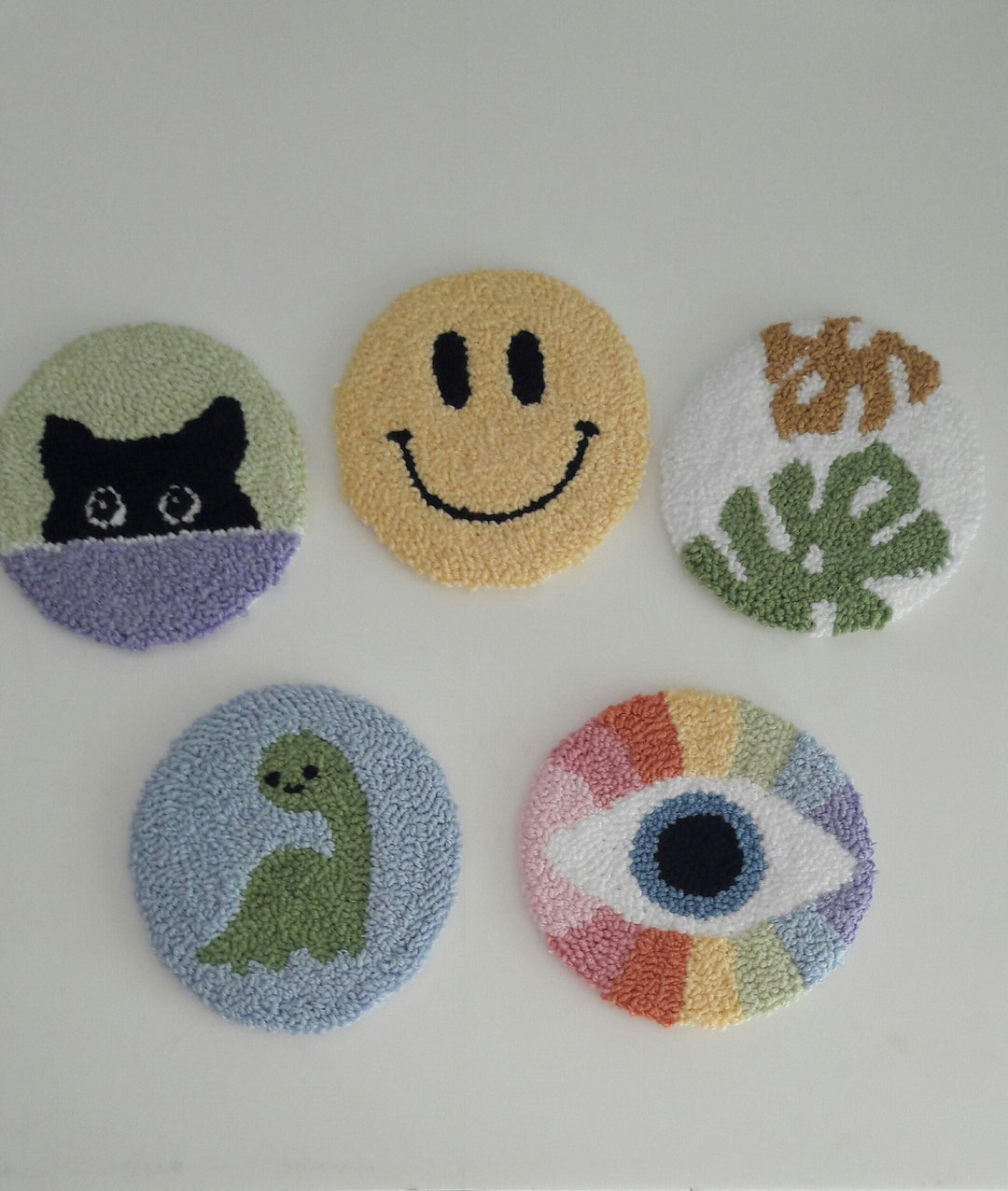 Punch Needle Coaster, Drink Coaster,set of 2, Punch, Souvenirs,handmade