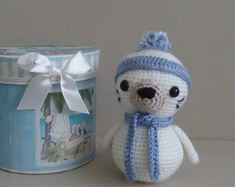 Amigurumi Seal Amigurumi Doll Handmade Gifts Toys for Nursery decor Woodland animals toy for Preemie kids gift baby gift amigurumi  toy