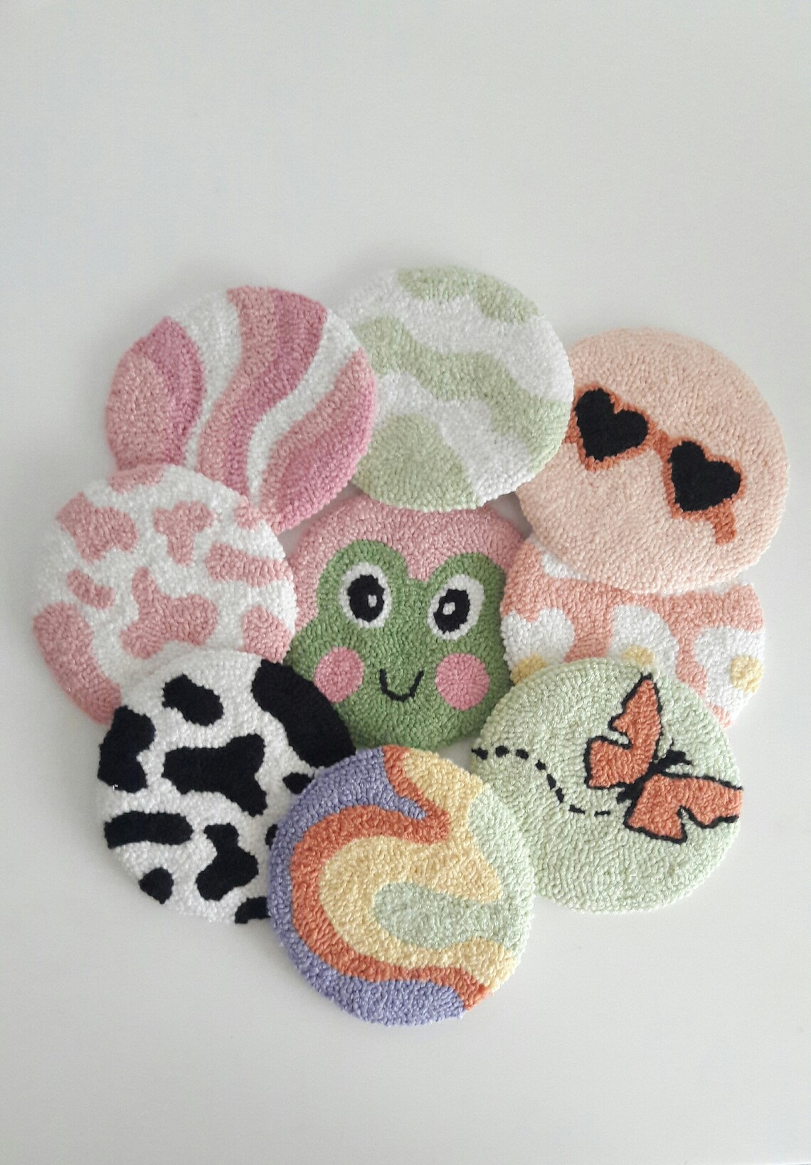 Punch Needle Coaster Drink Coasterset of 2 Punch Etsy