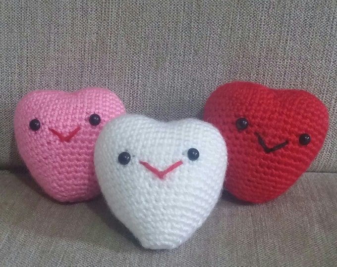 Valentine's Amigurumi Hearts (5 pieces) Amigurumi Organic Stuffed Toys Crochet Handmade Cotton Toy.