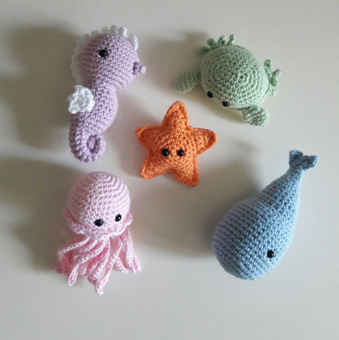 Sandy Seahorse Crochet Stuffed Animal Amigurumi Toy Plush Ocean Nursery  Decor