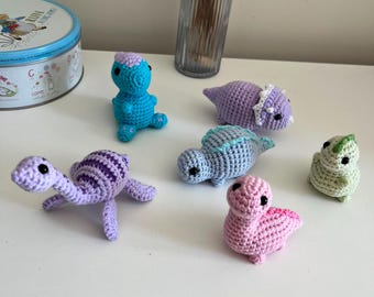 Gehaakte babydinosaurusknuffel, mini amigurumi dinospeelgoed, schattige pastelkleurige knuffeldinosaurus, kraamcadeau, decoratie voor de babykamer, bureauknuffel, zakknuffel