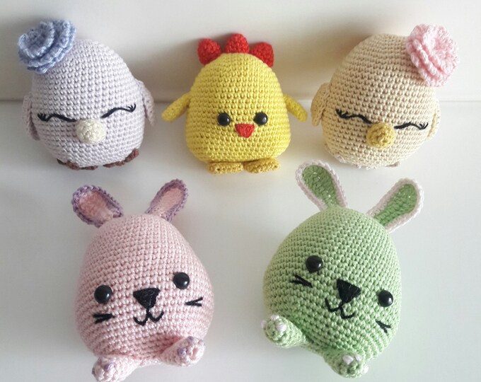 Crochet Easter decorations Handmade Toys Gifst for Nursery decor Woodland animals toy for Preemie kids gift baby gift amigurumi animal toy