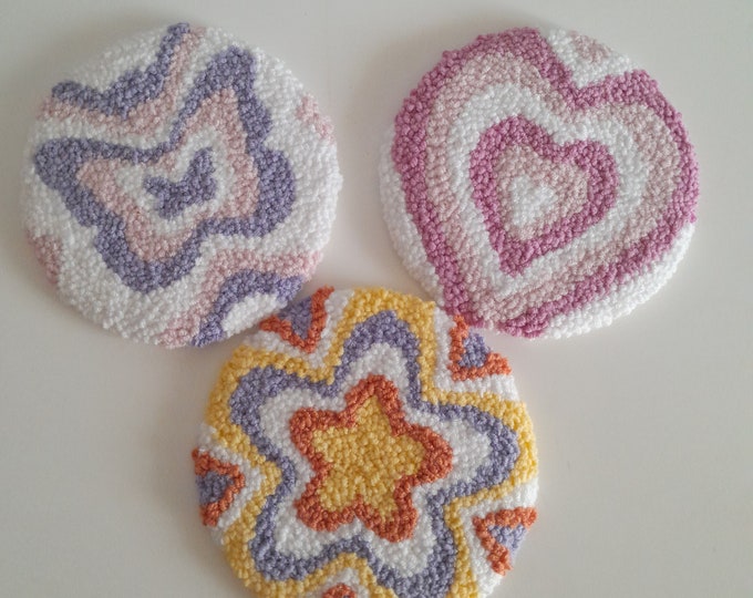 Punch Needle Coaster,Mother's Day Gift,Y2k Aesthetic,wholesale order,Home Decor, Housewarming Gift