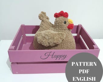 Pluche amigurumi kip gehaakte haan speelgoedpatroon pdf, gevulde pluche eenvoudig schattige kip amigurumi gehaakt dierenspeelgoed patroon