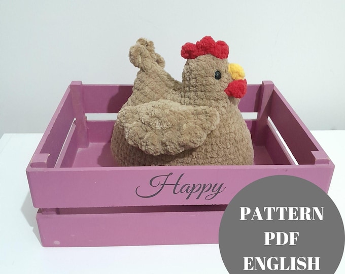Plush Amigurumi Chicken Crochet Rooster Toy Pattern PDF, Stuffed Plush Easy Cute Chicken Amigurumi crochet Animal Toy pattern