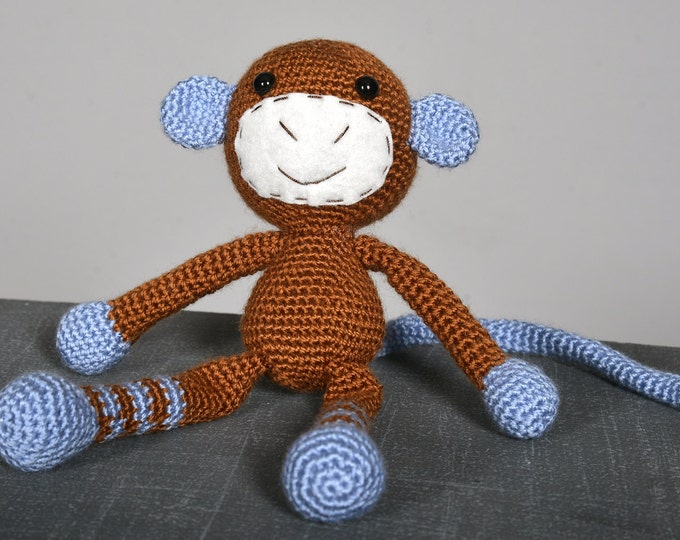 Amigurumi Monkey crochet Doll Handmade Toys Gift for Nursery decor Woodland animals toy for Preemie kids gift baby gift amigurumi animal toy