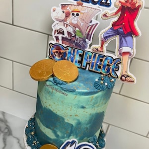One piece cake topper personalised name custom luffy cartoon party anime decor Japanese manga Air freshner