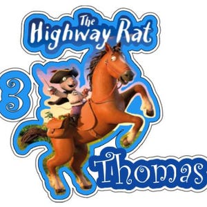 Adorno para tarta digital de rata de carretera, nombre personalizado, melodía Kuromi personalizada, decoración de fiesta de dibujos animados