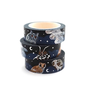 Cinta adhesiva washi con diseño de búho (1 rollo)