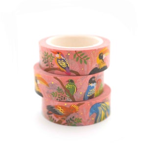 Washi Tape de Aves Tropicales (1 rollo)