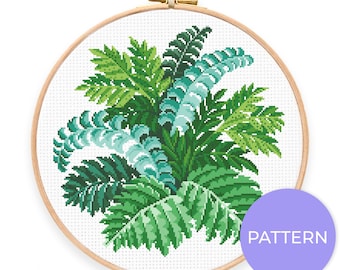 Vintage Ferns Cross Stitch Pattern