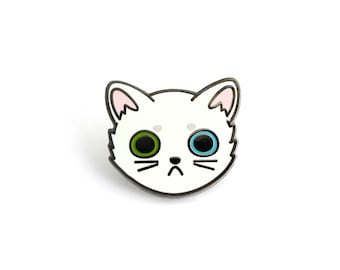 White Cat Face Pin