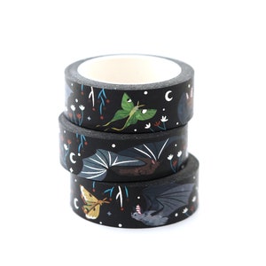 Cinta Washi de Murciélagos y Polillas (1 rollo)