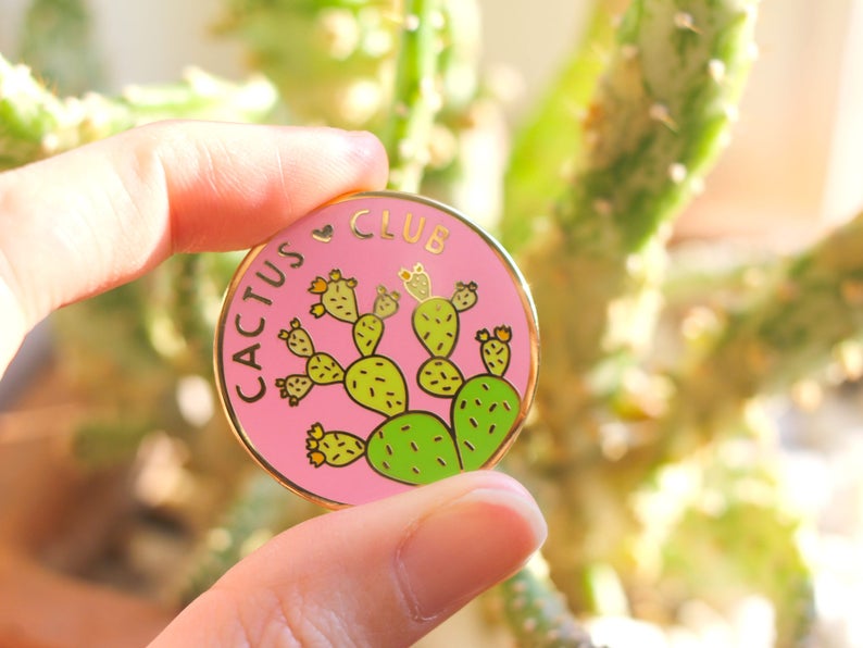 Cactus Club Pin cactus pin plant pin flair cute cactus backpack pin cacti plant gift garden plant enamel pin game flair game succulent pin image 2