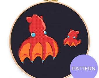 Vampire Squid Cross Stitch Pattern