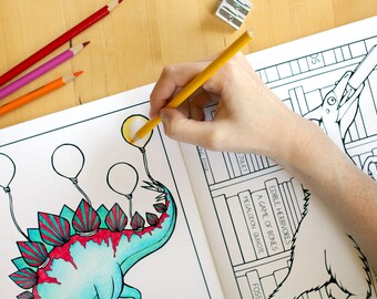 Dinosaur coloring book (adult coloring book coloring book for adults colouring book coloring pages for kids coloring book for kids science)