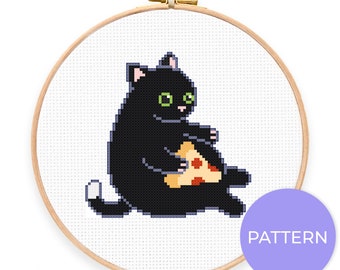 Pizza Katze Kreuzstichmuster