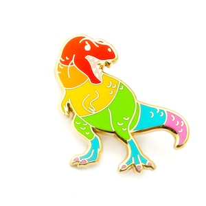 Rainbow T. Rex Pin