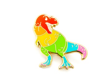 Rainbow T. Rex Pin