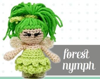 Cute mini Forest Nymph, amigurumi crochet pattern, PDF ENG