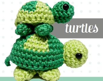 Cute mini turtles, amigurumi crochet pattern, PDF ENG