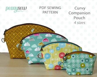 Curvy Companion, zippered pouch, makeup bag, pattern, sewing, customizable, PDF, Dutch, English, instant download, DIY