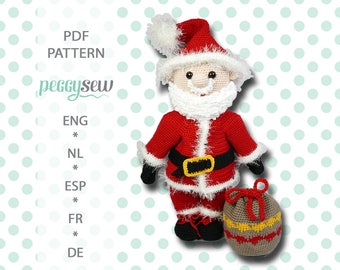 PDF pattern for crocheting your own Maxi Santa Claus - Dutch, German, English, Spanish, French - Amigurumi Crochet Pattern