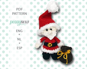 Mini Santa Claus Crochet Pattern - Dutch, English, Spanish - PDF Download - Amigurumi Doll - Detailed Pattern with Photos