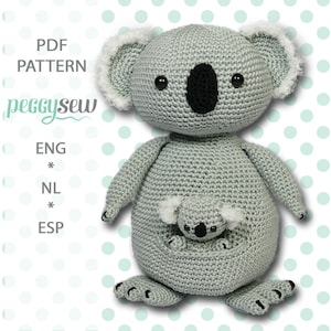 PDF Pattern: Crochet Pattern Koala Mother and Baby - Dutch, English, and Spanish