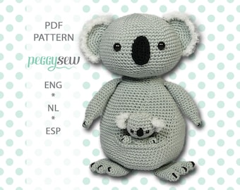 PDF Pattern: Crochet Pattern Koala Mother and Baby - Dutch, English, and Spanish