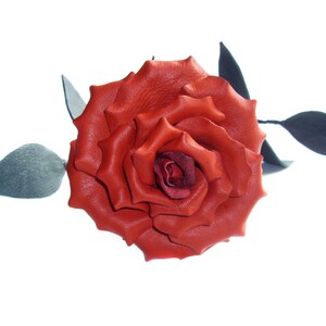 Red leather rose, June birth flower, Living room decor, Leather rose home decor, 3rd anniversary, Leather gift, Romantic gift, Gift for wife