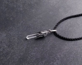 Clear Quartz Sterling Silver Necklace: Minimalist Crystal Pendant