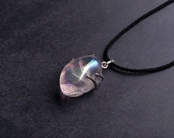 Angel aura quartz necklace sterling silver, Minimalist necklace crystal, Rainbow quartz pendant, Chakra necklace, Gift for sister