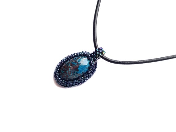 Azurite necklace Blue necklace Azurite pendant Azurite jewelry | Etsy