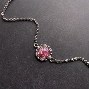 Minimalist Tourmaline chain necklace, Pink gemstone necklace, Layering necklace, Pink choker, October birthstone, Mom gift, Gift daughter