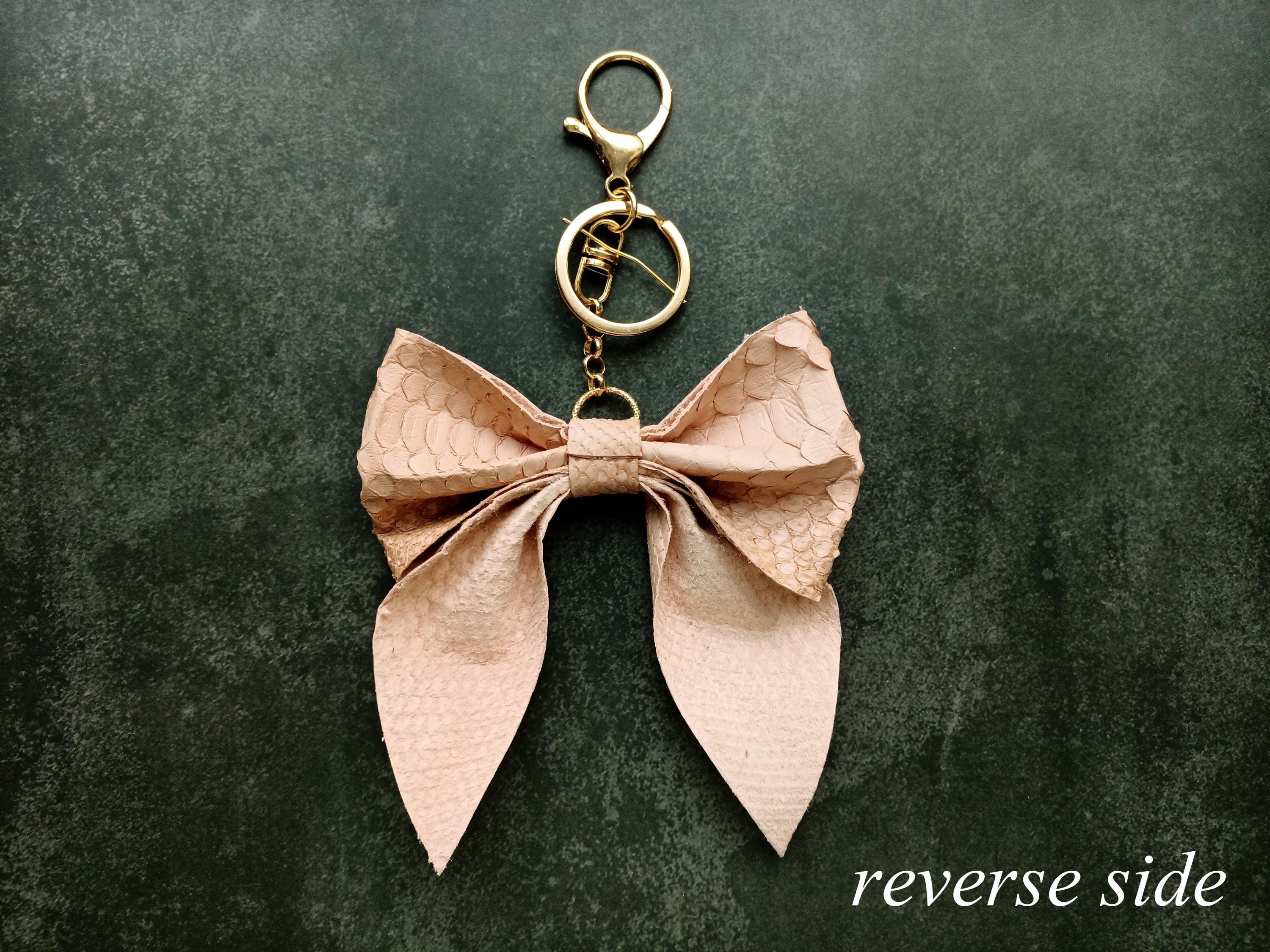 Invasive Python Bag Charm Beige Python Leather Bow Bag Charm: Coquette Handbag Decor - Etsy