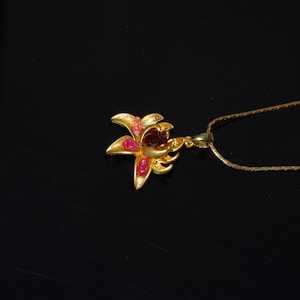 Lotus Necklace: Raw Ruby Pendant, July Birthstone Gift